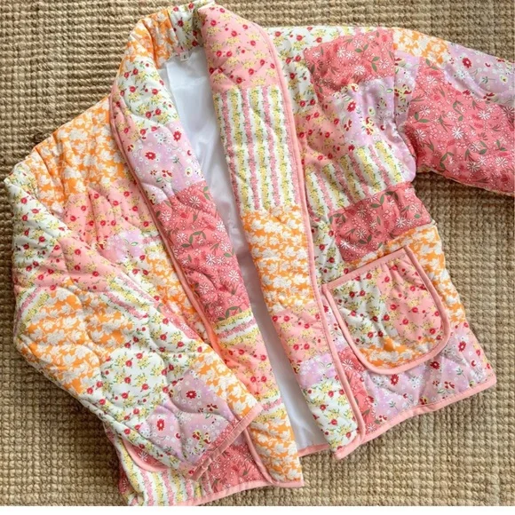 Women's Pink Patchwork Jacket - Picture 7 of 9